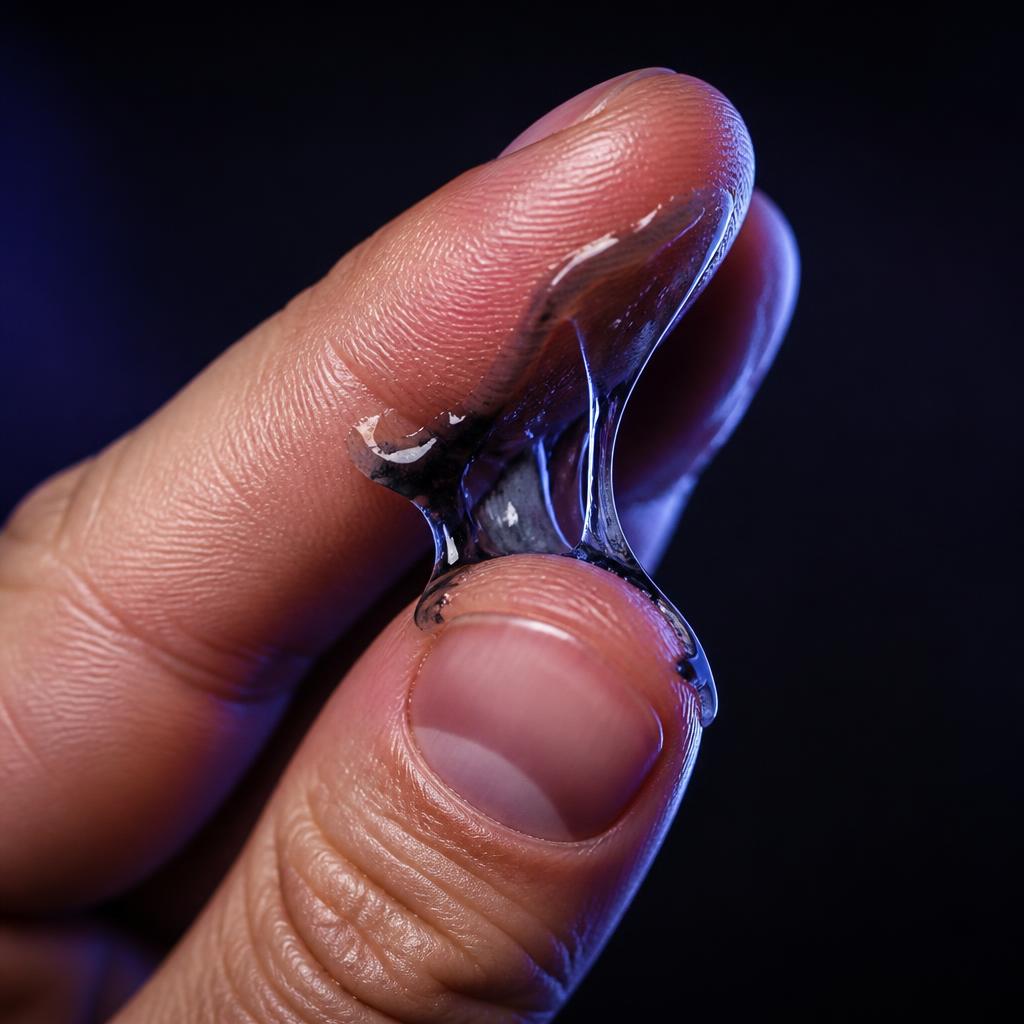 Macro shot of Modo pomade worked onto fingertips